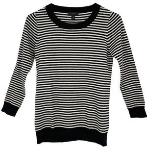 J.CREW Tippi Sweater in Black & Cream Stripe Size XS